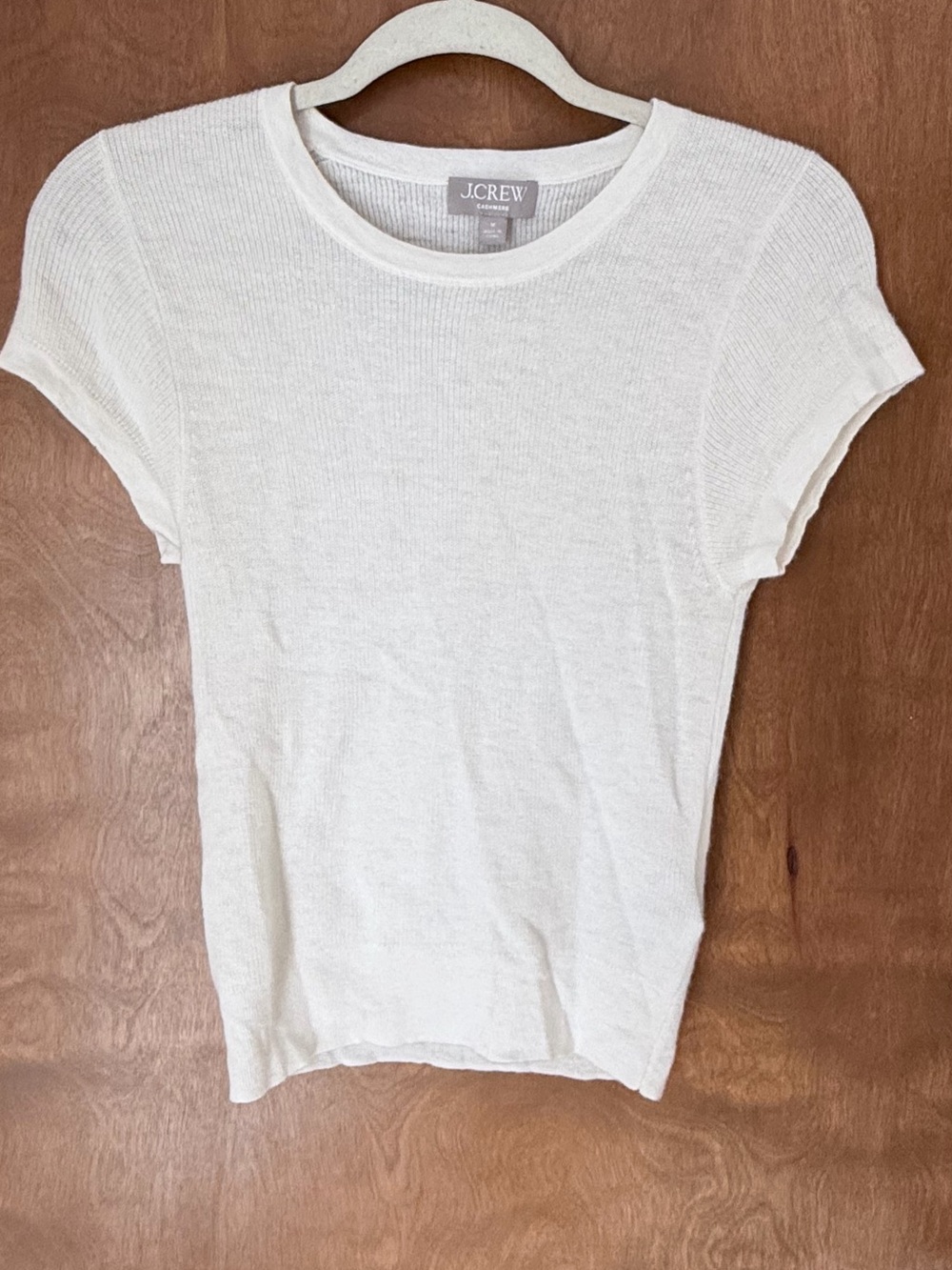 J.Crew 100% Cashmere Short Sleeve Sweater Ivory Cream Women’s M
